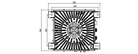 風(fēng)冷式 3.3KW72V 車載充電機(jī) 電動車充電器機(jī)械尺寸圖  俯視圖